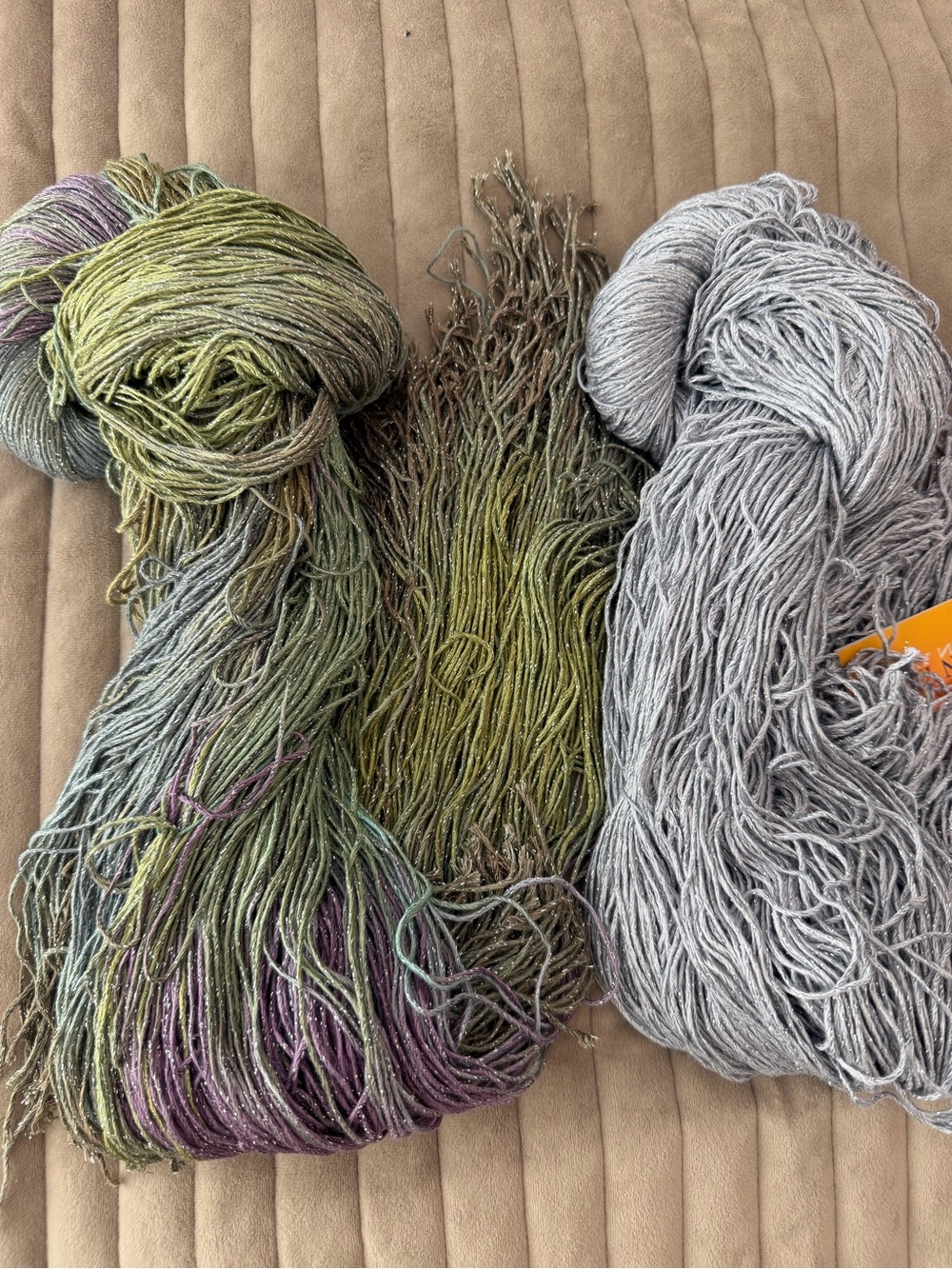 Blue Heron yarn strands in bundles -Dyed Decorative Yarn Skeins